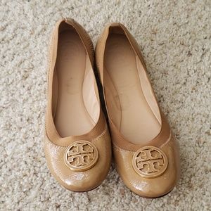 Tory Burch Dark Sand Elastic BALLET Flat 7.5M